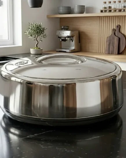 3Ltr Round Blk Silver Hot Pot 6c