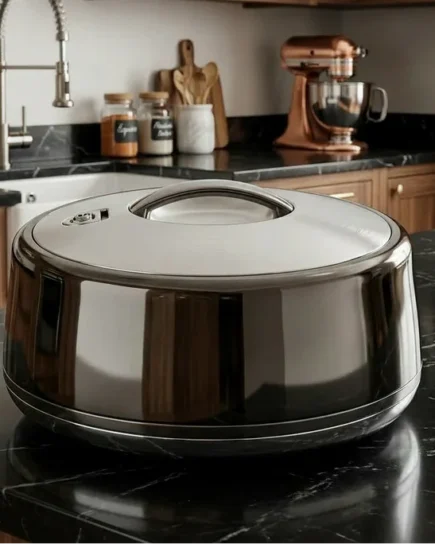 4Ltr Round Blk Silver Hot Pot 6c