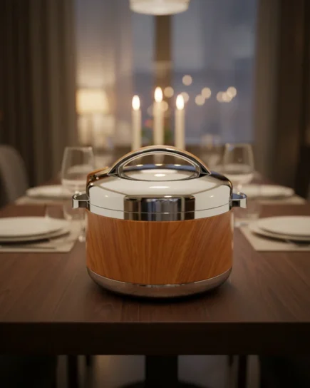 4Ltr Light Wood+Silver HotPot 4c