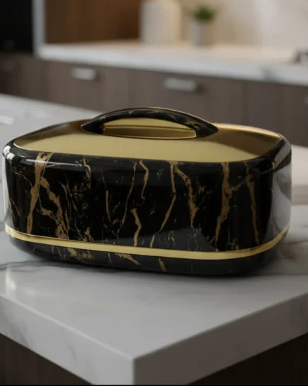 5.5Ltr Rect Black+Gold Hot Pot 6c