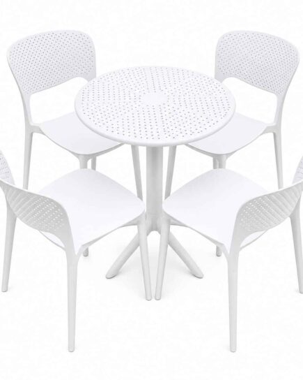 Garden Bistro Set – 4 Chairs with Round Table
