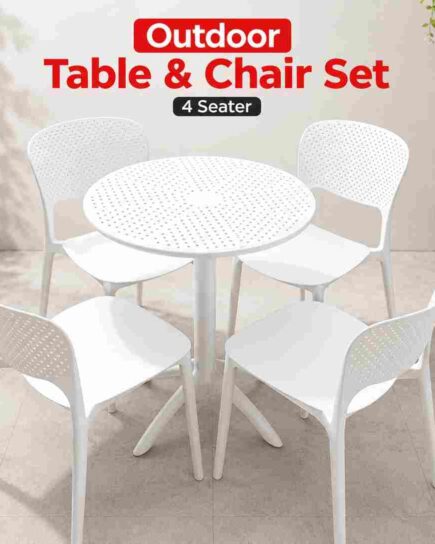 Garden Bistro Set – 4 Chairs with Round Table