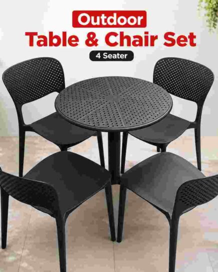 Garden Bistro Set – 4 Chairs with Round Table