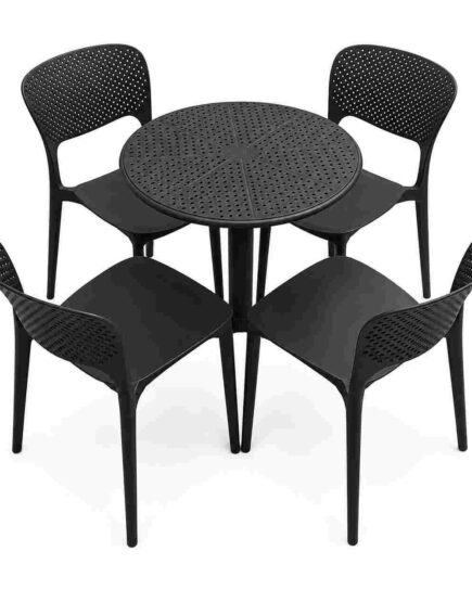 Garden Bistro Set – 4 Chairs with Round Table