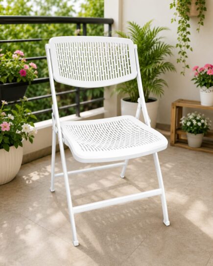 Garden Outdoor Portable Plastic White Mesh Folding Chair
