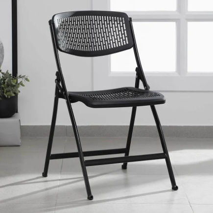 Garden Outdoor Portable Plastic Black Mesh Folding Chair