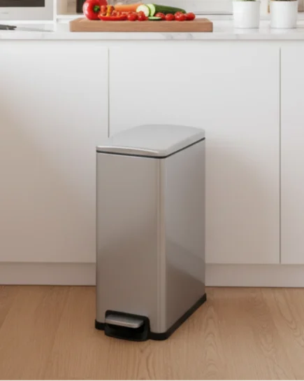 Stainless Steel Rectangular Step-on Trash Can 12L