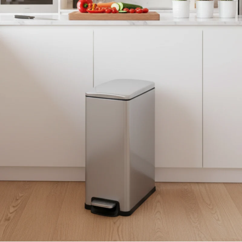Stainless Steel Rectangular Step-on Trash Can 20L Stainless Steel Rectangular Step-on Trash Can 20L - Image 2
