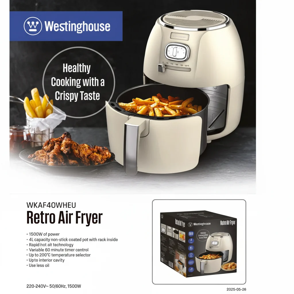 Westinghouse Retro Air Fryer 4L White Westinghouse Retro Air Fryer 4L White - Image 3