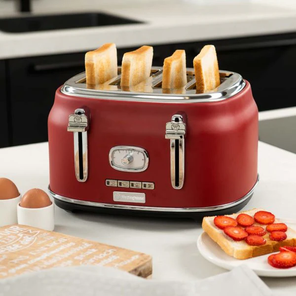 Westinghouse Retro 4 Slice Toaster Red Westinghouse Retro 4 Slice Toaster Red - Image 2