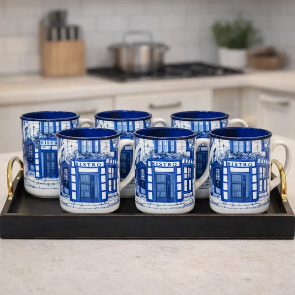HERITAGE MUG COFFE SHOP BLUE 6PC Set HERITAGE MUG COFFE SHOP BLUE 6PC Set