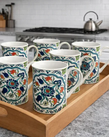 HERITAGE CLASSIC FLORAL DESIGN MUG 6PC SET