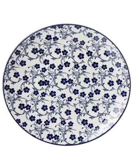Blue and White Floral Ceramic 8.5 Plate