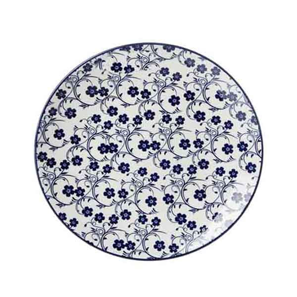 Blue and White Floral Ceramic 8.5 Plate