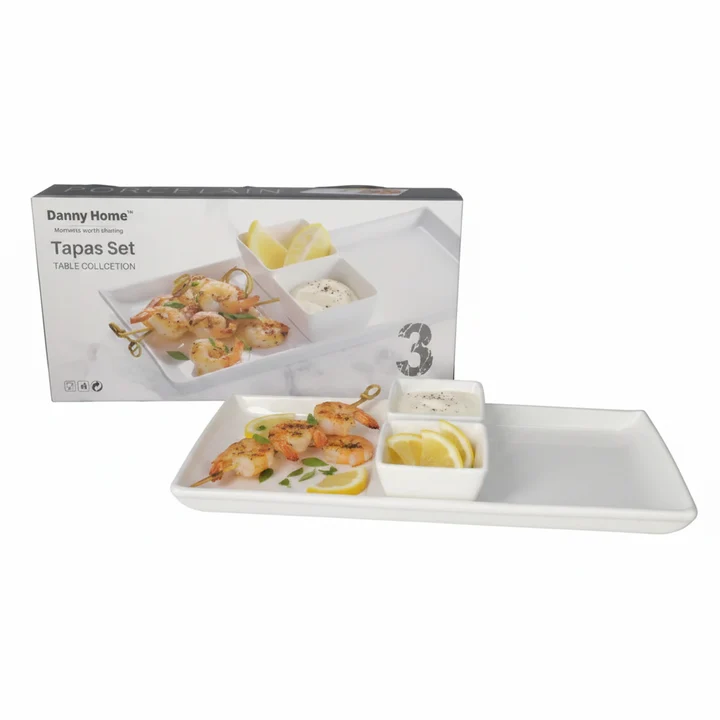 Square Plate 3Pcs Set Porcelian 8c Square Plate 3Pcs Set Porcelian 8c - Image 3