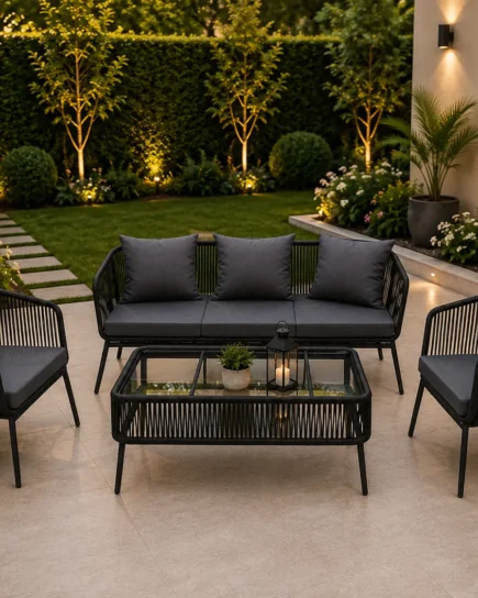 Charcoal Woven Rope Garden Furniture Set