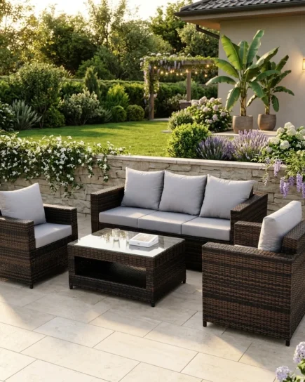 Modern Rattan Outdoor Sofa Set (4-Piece)