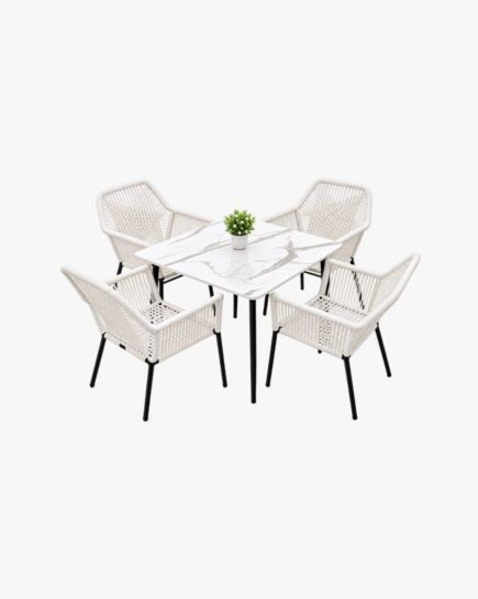 Modern Marble-Effect Outdoor Dining Set (5-Piece) Modern Marble-Effect Outdoor Dining Set (5-Piece)