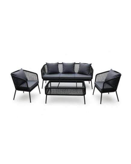 Charcoal Woven Rope Garden Furniture Set Charcoal Woven Rope Garden Furniture Set