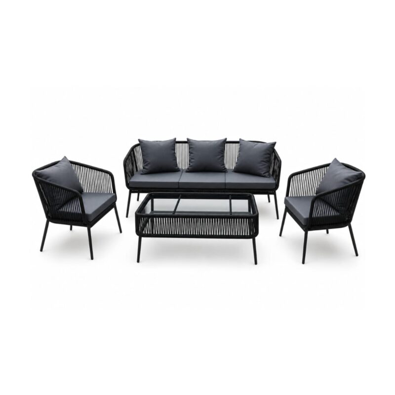 Modern Marble-Effect Outdoor Dining Set (5-Piece)