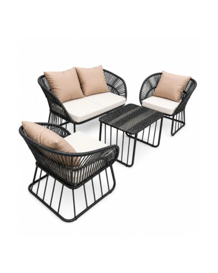 Royal Black Woven Outdoor Lounge Set Royal Black Woven Outdoor Lounge Set
