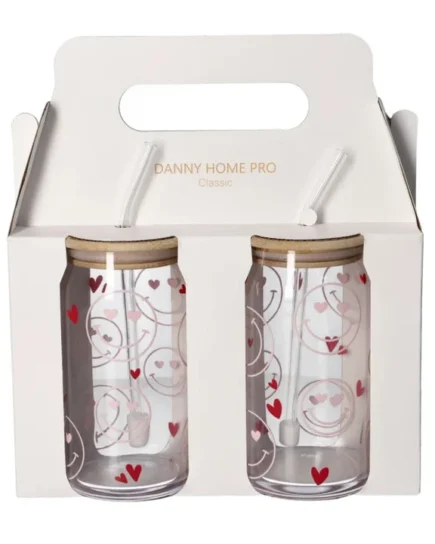 Straw Glass 2Pcs Set 500ml 12c