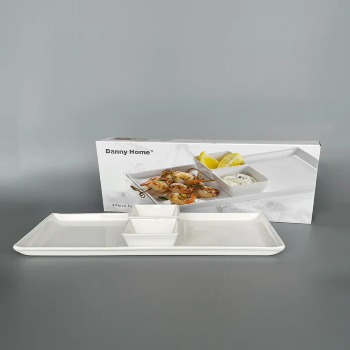 Square Plate 3Pcs Set Porcelian 8c Square Plate 3Pcs Set Porcelian 8c - Image 2
