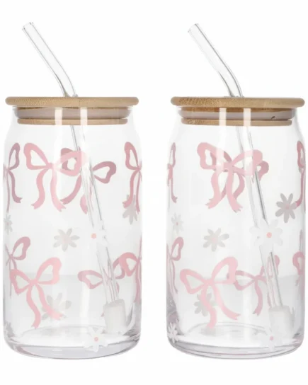 Straw Glass 2Pcs Set 500ml 12c