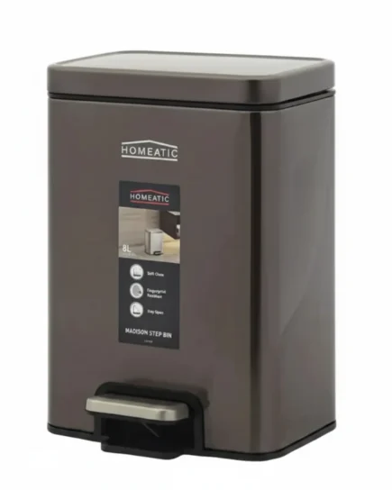 Homeatic Stainless Steel Pedal Bin 8L Metallic Brown