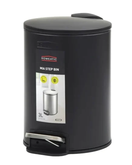 Homeatic Stainless Steel Step Bin 3L Black