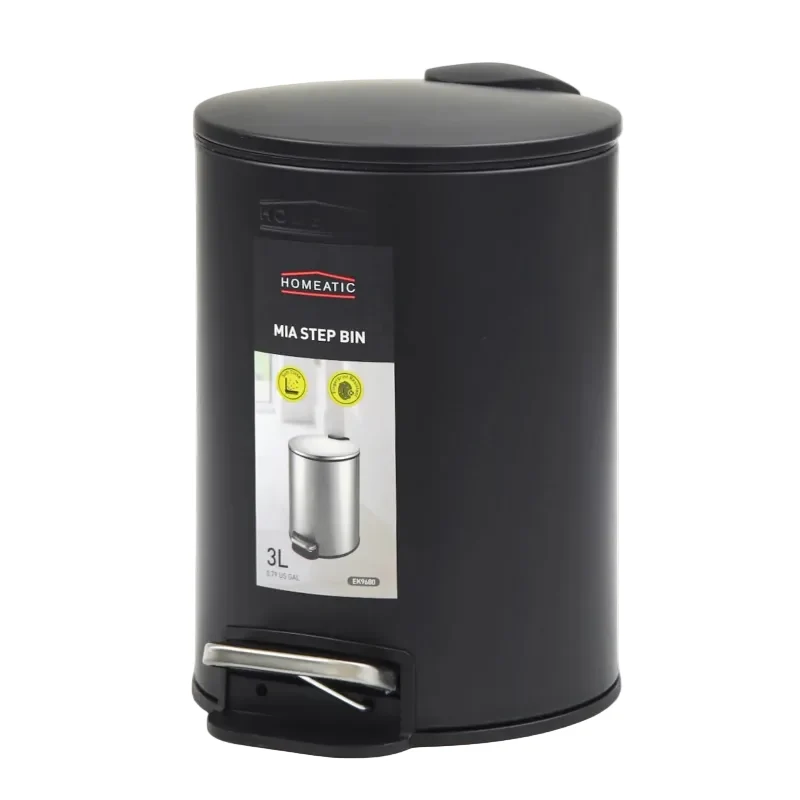 Homeatic Stainless Steel Step Bin 5L Black