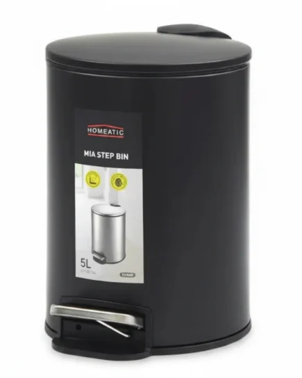 Homeatic Stainless Steel Step Bin 5L Black