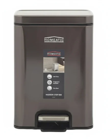 Homeatic Stainless Steel Pedal Bin 8L Metallic Brown