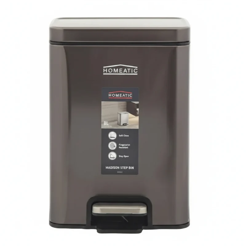 Homeatic Stainless Steel Pedal Bin 8L Metallic Brown Homeatic Stainless Steel Pedal Bin 8L Metallic Brown - Image 2