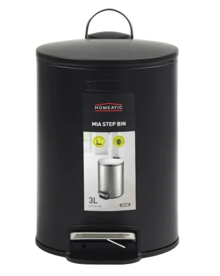 Homeatic Stainless Steel Step Bin 3L Black