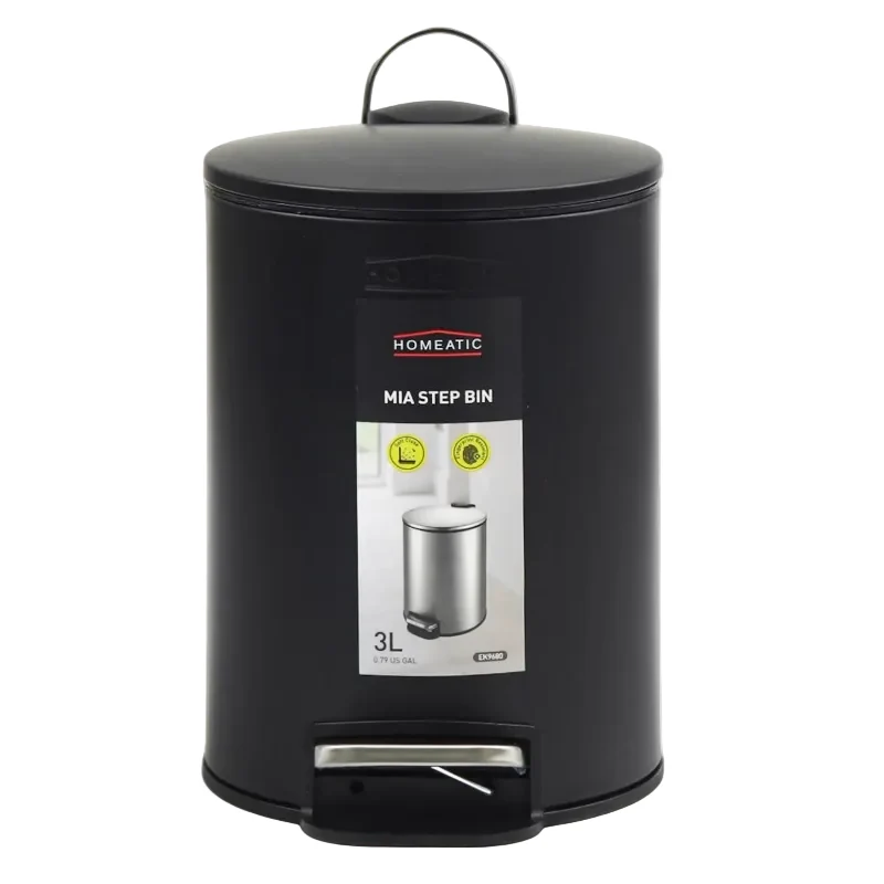 Homeatic Stainless Steel Step Bin 3L Black Homeatic Stainless Steel Step Bin 3L Black - Image 2