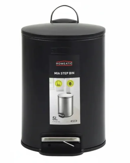 Homeatic Stainless Steel Step Bin 5L Black